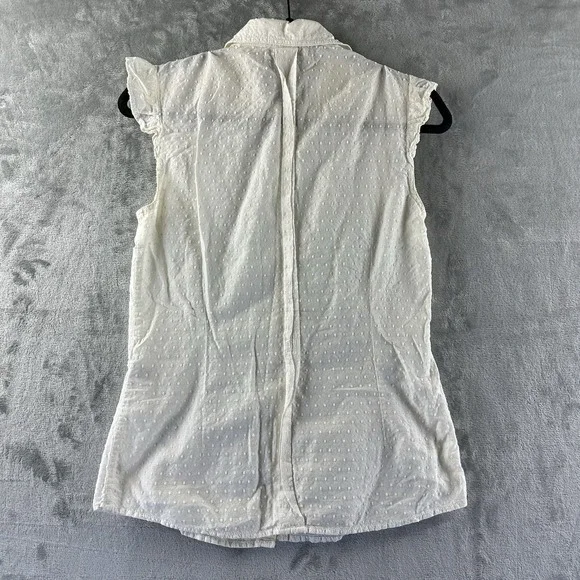 Merona Button Down Shirt Women's S White Subtle Textured Polka Dot Pattern - Picture 8 of 8